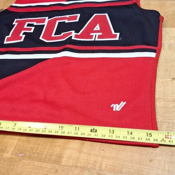 2 Piece Cheer Suit Costume FCA Tina Fey‎ Red Black Youth 2XL OR Womens XS/S - Picture 4 of 11